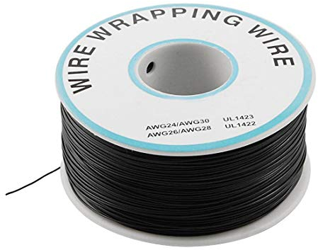 Saim Breadboard P/N B-30-1000 30AWG Tin Plated Copper Wire-wrapping Wire Gauge Solid Core Cable for Reworking PCBs 200M (Black)