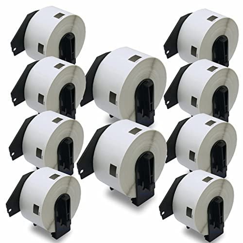 BETCKEY - 10 Rollen DK-11220 Thermopapieretiketten Kompatibel mit Brother, 39mm x 48mm, 6200 Etiketten für Brother QL Etikettendrucker