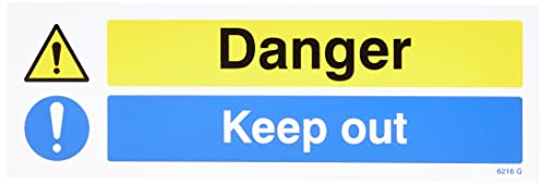 Caledonia Signs 16216G Danger Keep out Sign, Rigid Plastic, 300 mm x 100 mm