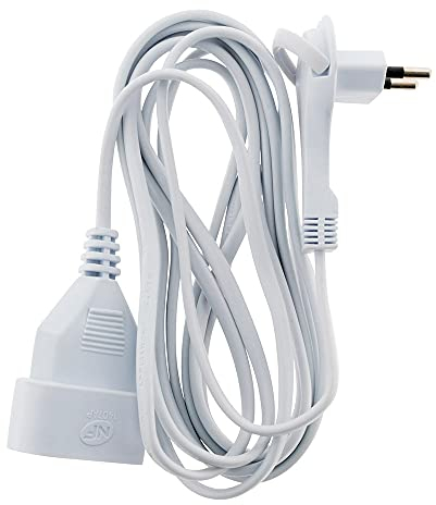 Zenitech - Prolunga Senza Terra 2x 0,75mm² con Spina Extra Piatta - Prolunga Elettrica 3m Certificata NF con Sicurezza Bambini - Cavo Bianco - 3m