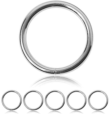 Ganzoo O-Ring Metall für Hunde-Leine, 38mm Innen-Durchmesser, 5 Stück, Stahlring, legierter Stahl, nicht rostend, Rund-Ringe für Paracord 550 Halsband, Handtasche, Metallring, Basteln, Farbe Silber