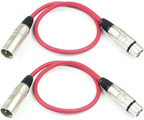 Adam Hall Cables 2 Stück K3MMF0050RED Mikrofonkabel XLR female auf XLR male DMX Audio Kabel 3 pol polig (0,5 m, Rot, 2)