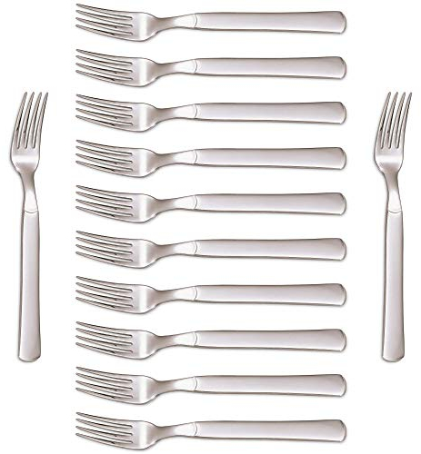 Arcos Cuchillos de Mesa Caja de 12 uds Tenedor de Carne Tenedor de Mesa, Monoblock de una pieza de Acero Inoxidable 18/10 y 200 mm, Color Plata (12 uds)
