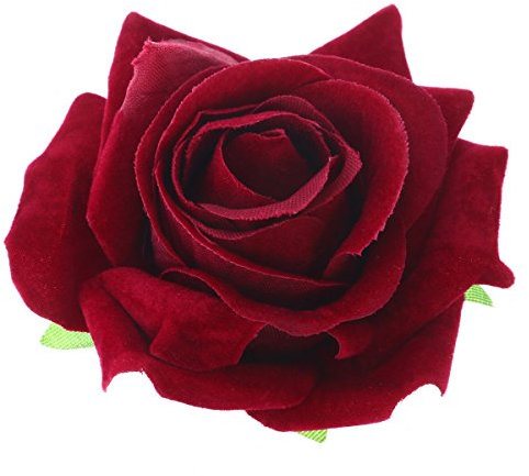 Lurrose 2 en 1 - Grande rose artificielle - Épingle à cheveux - Broche pour femme - Rouge bordeaux