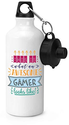 Gift Base This Is What An Awesome Gamer Looks Like Sports Bottle Water Gym 600ml White
