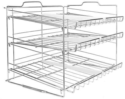 3 Tier Tin Can Rack | Kitchen & Pantry Cupboard Organiser | Canned Food & Tin Storage | Stainless Steel Wire Rack | 6 Divider Shelf Organisers | M&W
