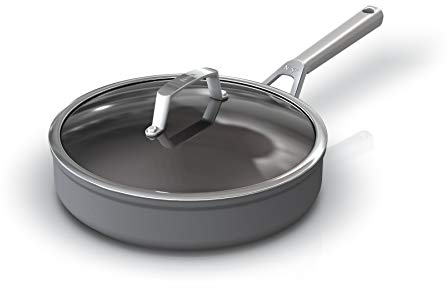 Ninja C30130 Foodi NeverStick Premium 3-Quart Sauté Pan with Glass Lid, Hard-Anodized, Nonstick, Durable & Oven Safe to 500°F, Slate Grey