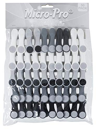 Pack of 50 Soft Grip Clothes Pegs Tough Plastic Laundry Clips Cushioned Grey White