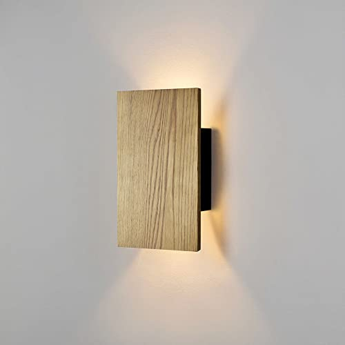 ouglres Holz Wandlampe Vintage, Wandleuchte mit Schalter im Industrial Design,Wandleuchte Innen für Wohnzimmer Schlafzimmer Flur,Retro Holz Nachtlampe Warmweiß,Led 8W,1Pack