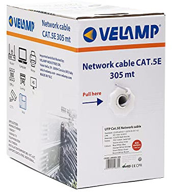 Velamp Cavo di Rete LAN Ethernet - Cat 5e – UTP – Lunghezza 305 mt – Confezione pull box
