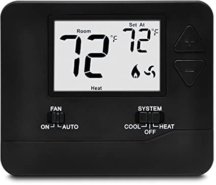 ELECTECK Digital Thermostat with Large LCD Display, Non-Programmable, Compatible with Single Stage Electrical and Gas/Oil System, Up to 1 Heat/1 Cool, Black