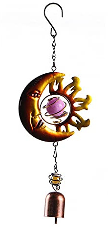 Windspiel, Sonne, Mond, Erde – großes Metall-Windspiel für den Außenbereich, Beileidsklang, Hängedekoration für Terrasse, Veranda, Garten, Hinterhof