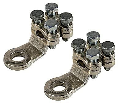 Lampa 69927 Set 2 pz capicorda di Potenza in Ottone nichelato, con Fissaggio Cavo a Doppia Piastrina - Sezione 50 mm², Foro 10 mm