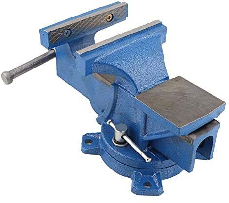 Werkbank mit Schraubstock Drehbar Robuster Schraubstock 152 mm Hobelbank schraubstock mit zwei Verriegelungsbolzenlöchern 360° drehbar (Spannweite 152mm Gewicht 12 Kg)