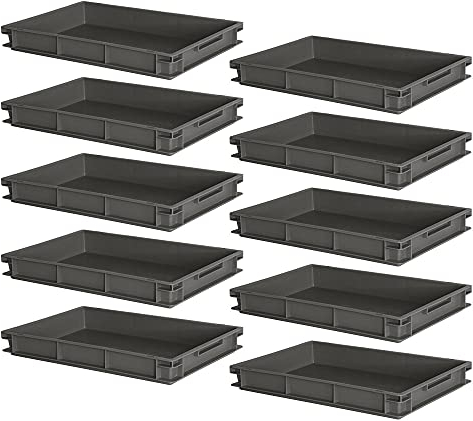BRB 10 Eurobehälter mit 2 Griffleisten, LxBxH 600 x 400 x 75 mm, graubraun