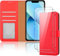 iCatchy for iPhone 13 Case 6.1-Inch Leather Wallet Case, Flip Protective Case Cover with Wallet Card Holder, Stand and Magnetic Closure Cover Compatible with iPhone 13 (Red)