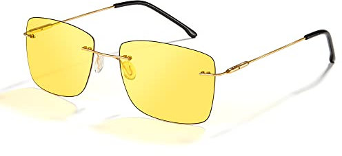 Cyxus Sonnenbrille für Herren, polarisiert, klassisch, UV400, zum Autofahren, Angeln, Reisen, 35-Objektiv Gelb Tempel Gold