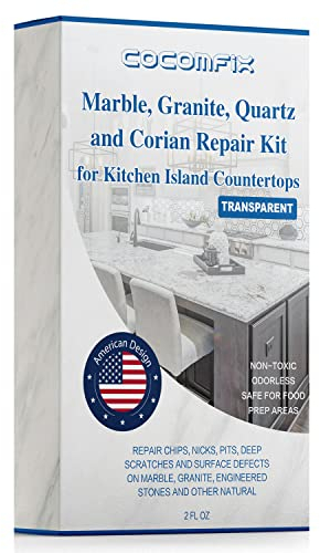 cocomfix Granite Repair Kit for Countertop (Transparent), Traceless Match for Any Color & Pattern of Granite, Granite Repair Kit for Chips, Cracks & Holes on Marble, Granite and Other Stone