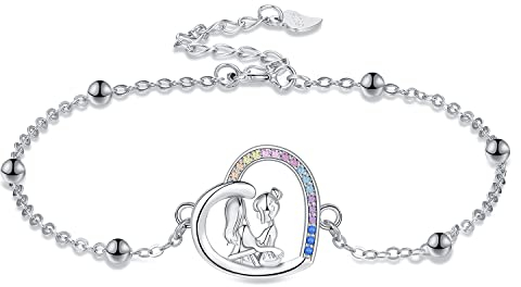 Micory Schwester Geschenke Armband 925 Sterling Silber,Herz Anhänger Armband Geburtstag Weihnachten Schmuck Geschenke für für Schwester Frauen Mädchen Freundin Mutter Tochter