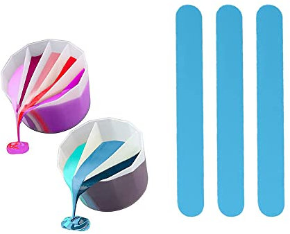 BDHI Gobelets fendus en silicone pour verser de la peinture acrylique, tasse à verser avec 3 bâtonnets mélangeurs en silicone (Y183-5)