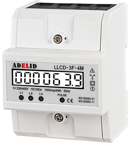 Wechselstromzähler für DIN Hutschiene Stromzähler digital LCD MID zertifiziert 3-Phasen Drehstromzähler S0 Interface Signalleuchte 10(100) A