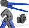 hb-digital Profi Crimpzange für Solarstecker Ø 2,5/4 / 6 mm² Querschnitt Solar-Kontaktlamellen Präzisions-Crimpwerkzeug Solarkabel Strom Leitung Energie, solar pv crimp tool kit BLAU
