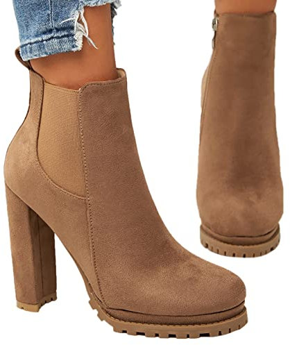 Stivaletti Neri Donna Comode con Tacco Cowboy Anfibi Morbidi Stringati Bassi Pelle Stivaletti Stivali Calzino Autunnali Invernali Chunky Scamosciati Eleganti Ankle Chelsea Boots