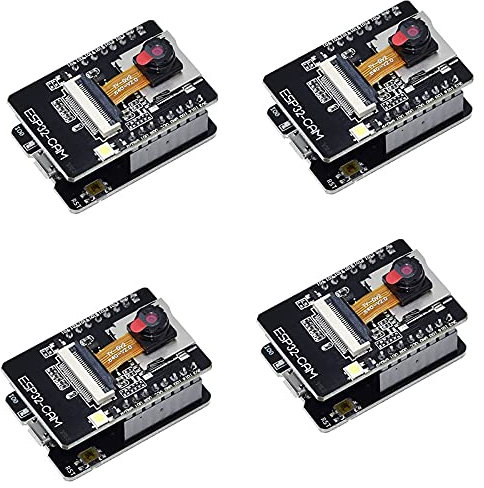 Compasty 4 Karten ESP32-CAM WiFi Bluetooth ESP32-CAM-MB -USB auf Serie-Port CH340G mit Kameramodul OV2640 2MP