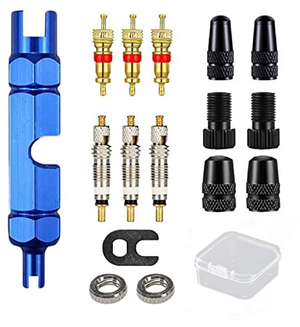 Valve Velo, 16 Pièces Presta Valve Cores, Valve Presta Set avec Demonte Obus Valve, pour Pneus de Vélo, VTT, Vélos de Route