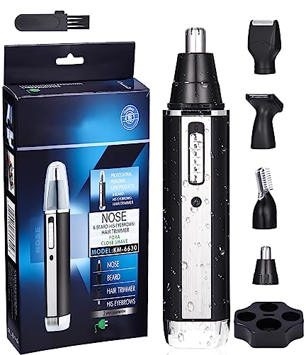 Birshe Nasenhaarschneider,Nasenhaartrimmer Augenbrauentrimmer 3 in 1 Set Ohrhaarschneider mit Steckdose,Schmerzfreier Esichtshaartrimmer für Männer und Frauen,IPX7 Wasserdicht,Einfache Reinigung