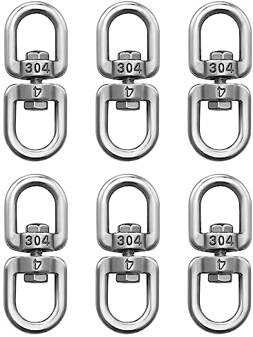 luvtree 6 Stück M4 360° Drehgelenk aus Edelstahl 304, Doppelseitiger Schwenkhaken und Leinenhaken für Garten, Angeln, Haustier und Outdoor