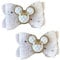 Minnie Mouse White Glitter Hair Bows, Clips, Grips Accessory Cute Girls Slides Mickey Embellishment 9.5cm x 6cm Handmade 2pcs