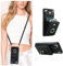 QLTYPRI Handyhülle für Samsung Galaxy S20 FE Hülle mit Band, Mikrofaser Leder Handykette Case mit Kartenfach Ringständer RFID Schutzhülle Lederhülle Tasche Etui für Samsung S20 FE - Schwarz