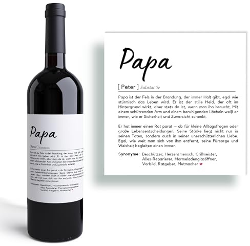 Papa Definition I Personalisiertes Weinetikett I Geschenk I Vater I Personalisiertes Geschenk I Hochwertiges Klebeetikett I