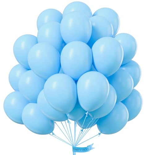PartyWoo Luftballons Hellblau, 50 Stück 10 Zoll Ballons Blau, Hellblaue Luftballons für Ballongirlande oder Ballonbogen als Partydeko, Geburtstagsdeko, Hochzeitsdeko, Babypartydekoration, Blau-Y4