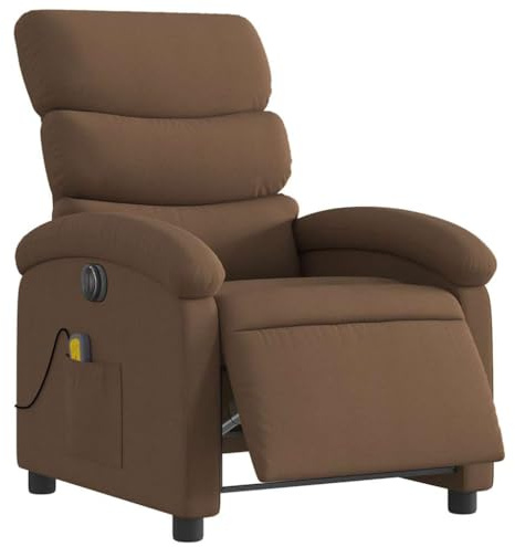vidaXL Massagesessel, Elektrisch Relaxsessel mit Liegefunktion Vibrationsfunktion, Fernsehsessel für Wohnzimmer, Liegesessel TV Sessel, Braun Stoff