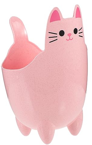 Cabilock bote de basura con forma de gato taza de lápiz mini papelera de sobremesa pequeño cesto de basura pequeña cesta de plástico casa rodante escritorio oficina páginas rosa