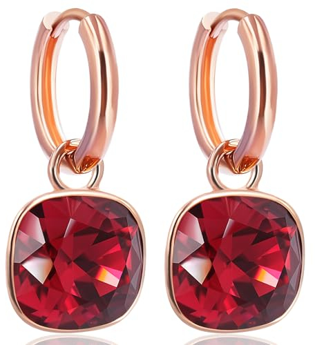 Rosegold Ohrringe Creolen Rot Markenkristalle Ohrringe 925 Sterling Silber vergoldet NOBEL SCHMUCK
