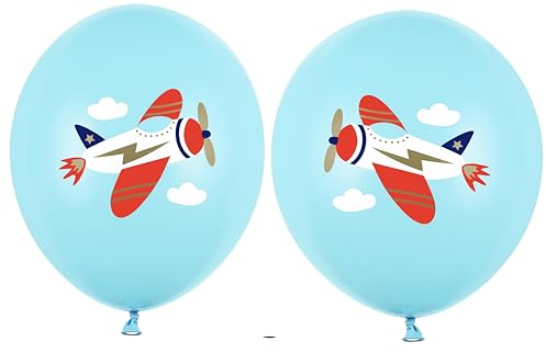 10 Luftballons Flugzeug Helllblau Ballon Deko Geburtstag Junge Kindergeburtstag Mädchen Ballons 30cm Helium geeignet