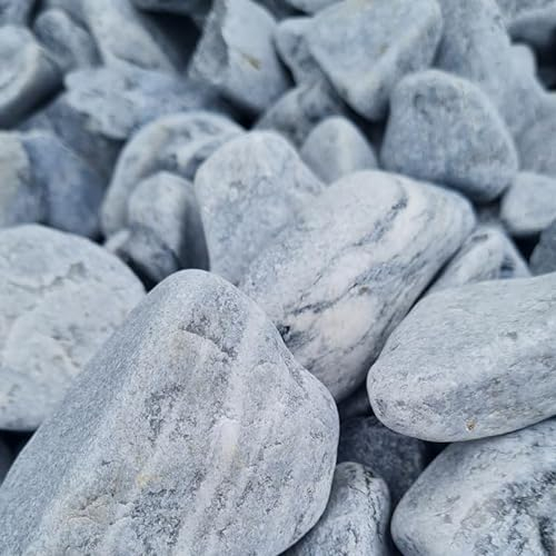 Dekosteine Kieselsteine Natur Grau Kieselsteine Deko Verschiedene Deko Kieselsteine - Gemischter Flusskies für Vasenfüller, Landschaftsbau, Aquarien & Garten (4-8cm, 5, Kilogramm)