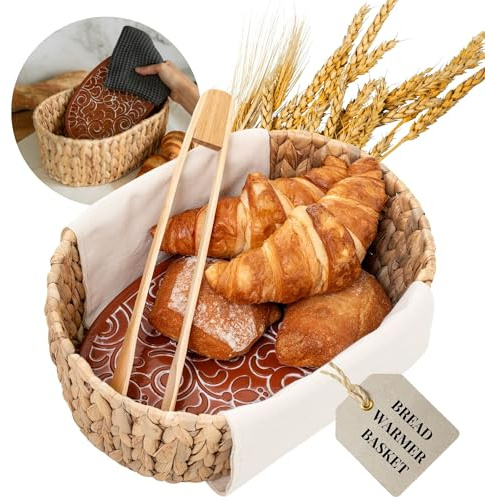 Brotkorb mit Terrakotta-Wärmer - Sauerteig-Brot-Set zum Servieren, Muttertagsgeschenk