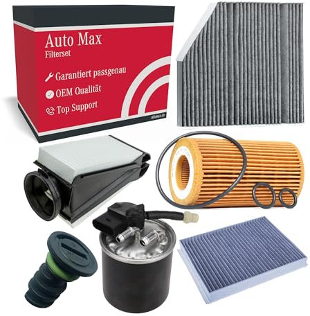 Filterset Inspektionspaket für MERCEDES W205 S205 C205 A205 C-KLASSE | OM651 C200d C220d C250d | Ölfilter | Ablassschraube | Luftfilter | Kraftstofffilter | Innenraumfilter | Staubfilter | Aktivkohle