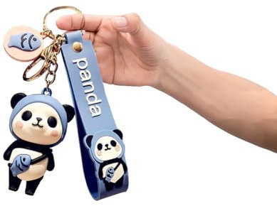 LGWJHCY Panda Schlüsselanhänger Armband - Fußball Panda Keyholder Mit Armband, Metall Tier Anhänger Dekoration, Kreatives Ornament Geschenk (Fischtasche)