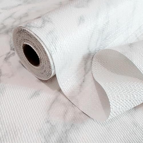 Drawer Liners Marble-Effect Drawer Liners Drawer and Shelf Liner for Kitchen Cabinet Liner Non-Adhesive Non-Slip Shelf Paper Strong Grip Waterproof Easy to Clean for Shelves Fridge Mats 30cm x 300cm