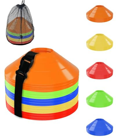 suzmei 30 Pack Soccer Cones with Carry Bag for Sports Training, Disc Cones for Sports Training with Mesh Bag, Sports Cones for Training Drills Practice