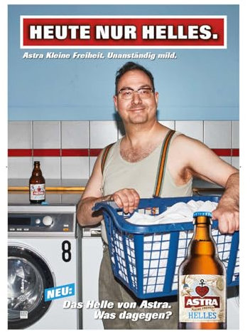 ASTRA Bier Werbung/Reklame Plakat DIN A1 59,4 x 84,1cm Heute nur helles., kultiges Poster aus St. Pauli
