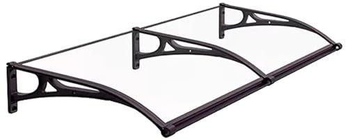 Modernes vordach für die haustür,Überdachung über der Eingangstür, transparentes Pultbogenvordach mit Aluminiumstützen, für Terrasse, Vorbau und Deck geeignet, wasserdicht und wetterfest.(60x350cm/24x