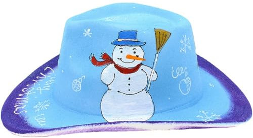 Zghhc Weihnachts-Cowboy-Hut, Schneemann, Bedruckt, Cowgirl-Hut, Western-Rodeo-Stil, Hüte, Weihnachts-Cowboy-mütze, Geburtstags-Weihnachts-Accessoire