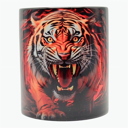 Shopi Zone Ceramic Mug with Tiger Design in 3D Effect - Strength and Wild Elegance for Wildlife Lovers
