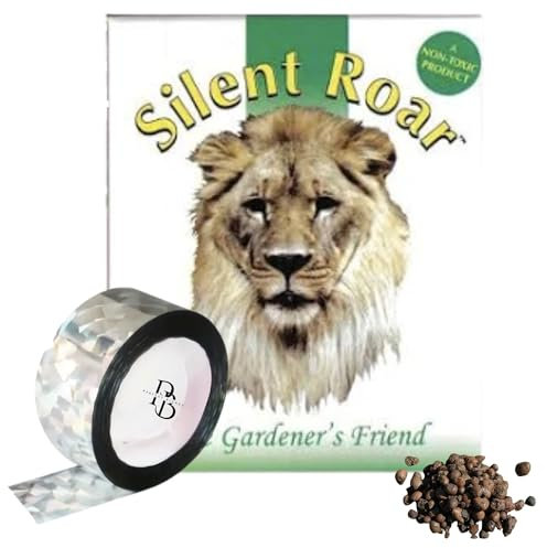 Cat Repellent Garden Kit, Silent Roar Lion Dung Granules (500g) & Reflective Bird Tape (50m), Natural Cat Deterrent to Stop Cats Pooping in Garden, Eco-Friendly, UK Approved